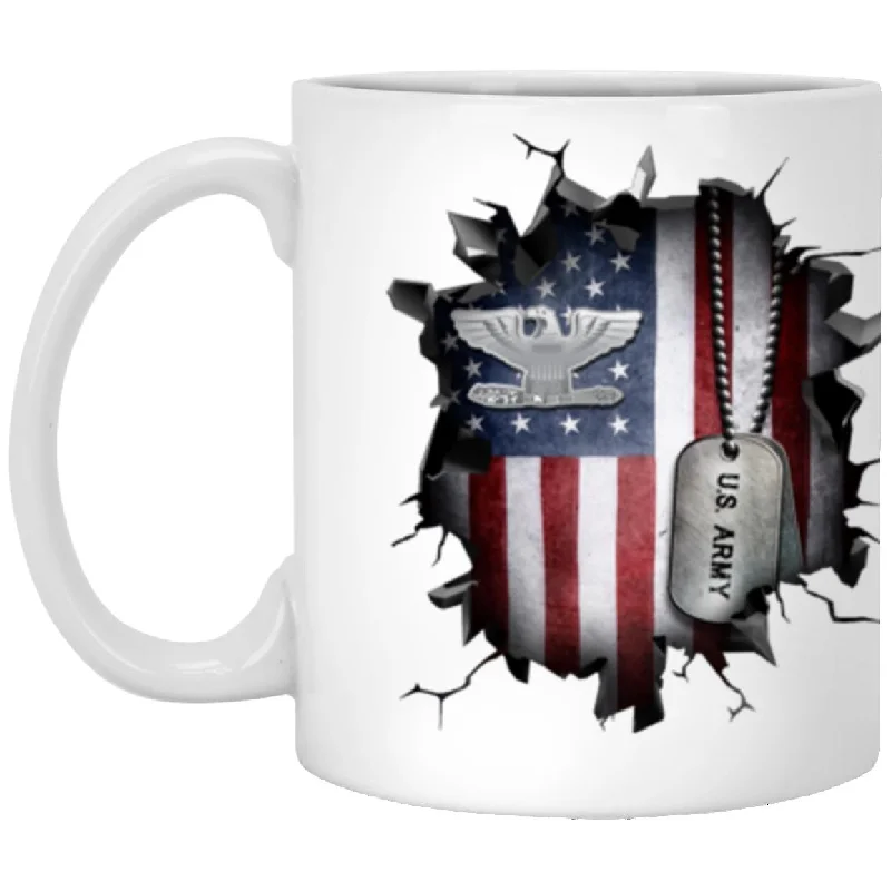 cute ceramic mugs for friends gifts-US Army O-6 Colonel O6 COL Field Officer Ranks 3D Break Effect 11oz - 15oz White Mug