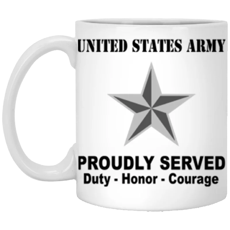 unique coffee mugs for coffee lovers-US Army O-7 Brigadier General O7 BG General Officer Ranks Proudly Served Core Values 11 oz. White Mug