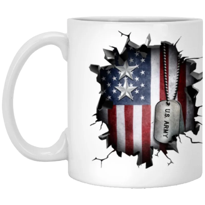 best ceramic mugs for large tea servings-US Army O-8 Major General O8 MG General Officer Ranks 3D Break Effect 11oz - 15oz White Mug