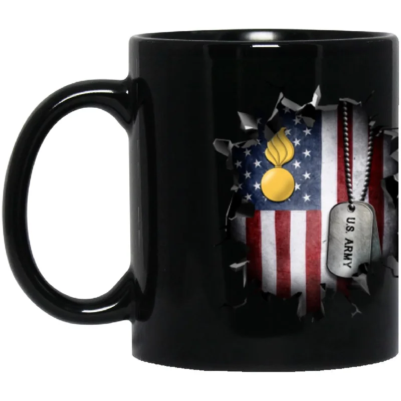 personalized ceramic mugs with unique designs-US Army Ordnance Corps 3D Break Effect 11oz - 15oz Black Mug