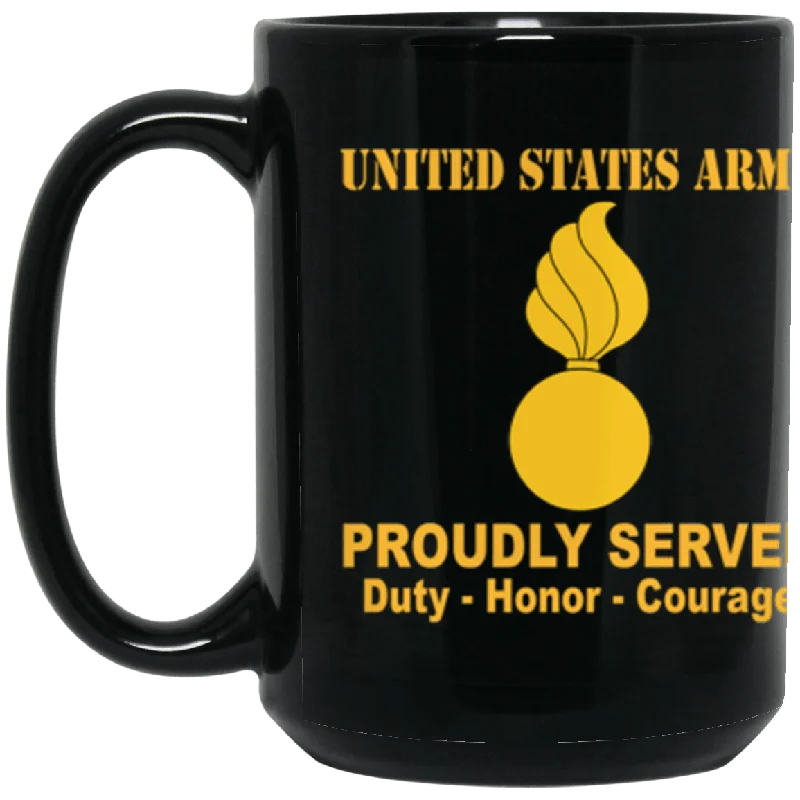 large ceramic coffee mugs with motivational sayings-US Army Ordnance Corps Proudly Served Core Values 15 oz. Black Mug