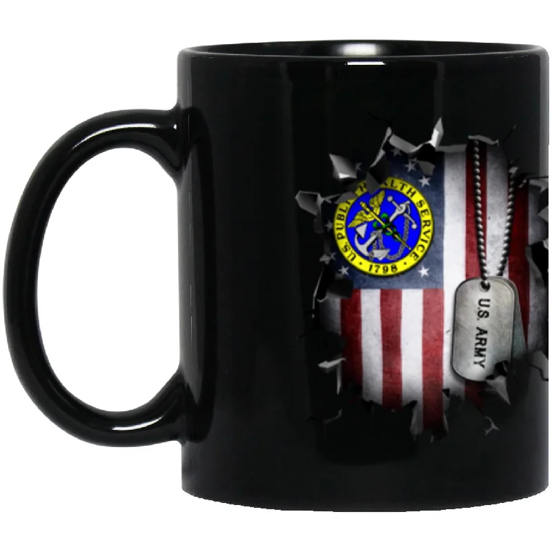 stylish travel mugs for tea lovers-US Army Public Health Service 3D Break Effect 11oz - 15oz Black Mug