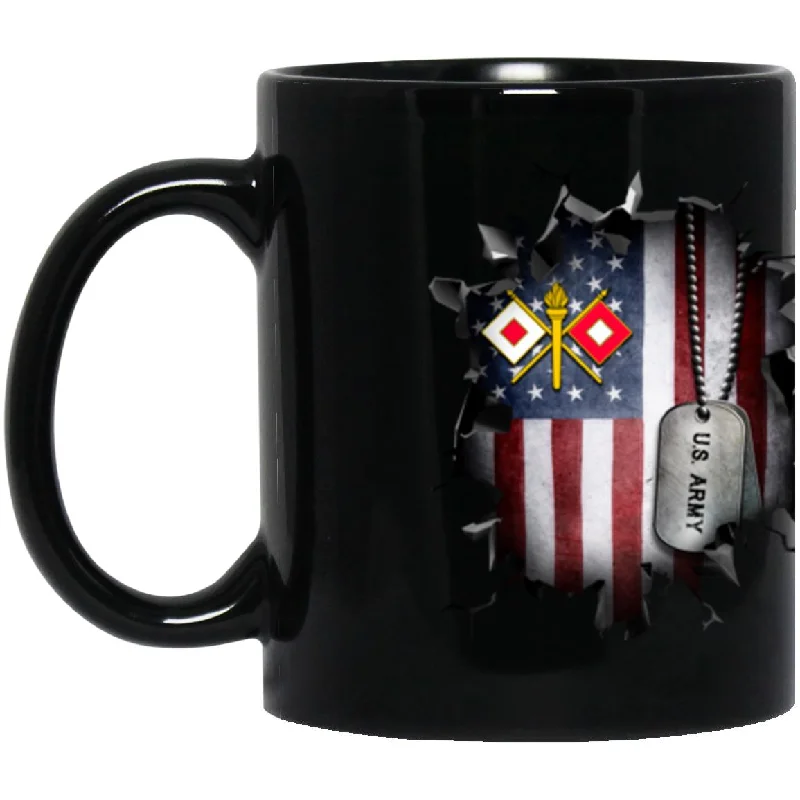 high-quality coffee mugs for outdoor activities-US Army Signal Corps 3D Break Effect 11oz - 15oz Black Mug