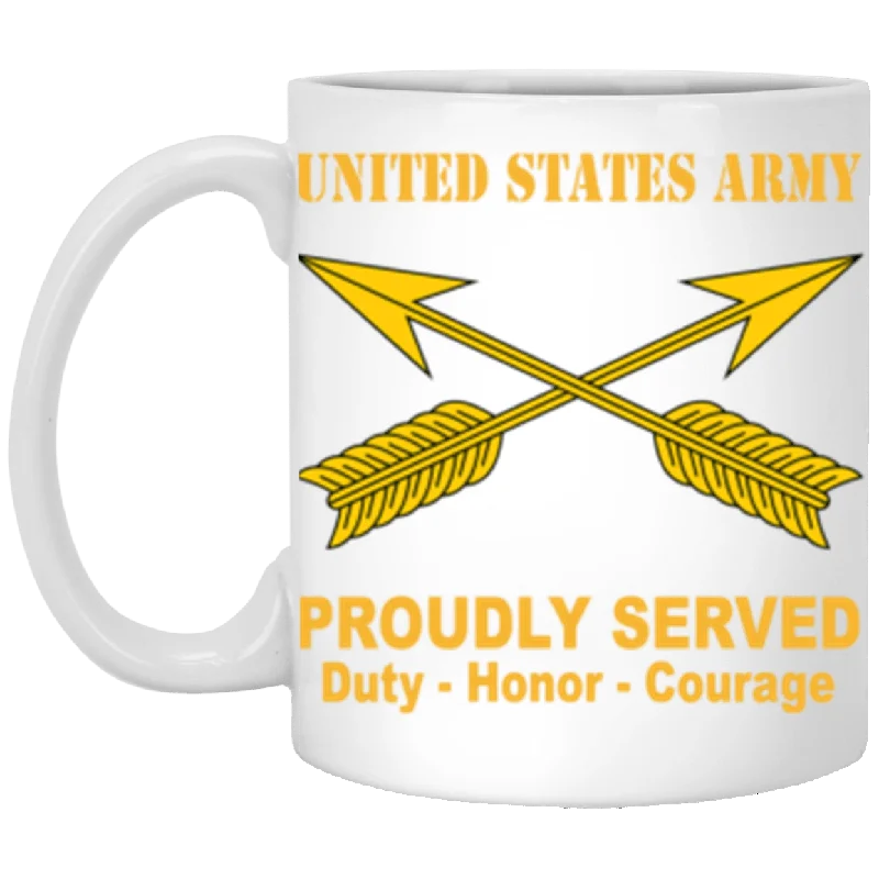 funny ceramic coffee mugs for birthday gifts-US Army Special Forces Proudly Served Core Values 11 oz. White Mug