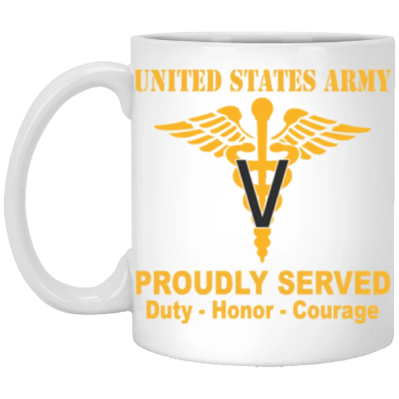 best ceramic mugs for large tea servings-US Army Veterinary Corps Proudly Served Core Values 11 oz. White Mug