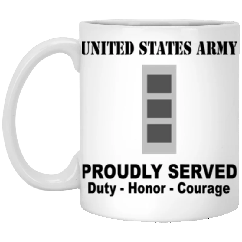 personalized photo mugs for family reunion-US Army W-3 Chief Warrant Officer 3 W3 CW3 Warrant Officer Ranks Proudly Served Core Values 11 oz. White Mug