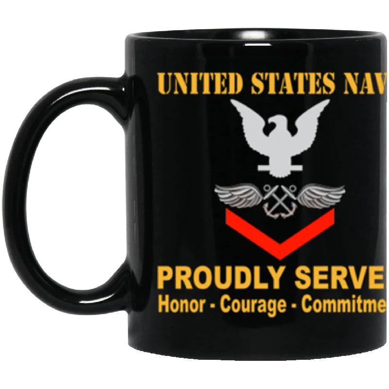 large tea mugs with handles-US Navy Aviation Boatswain's Mate Navy AB E-4 11 oz. Black Mug