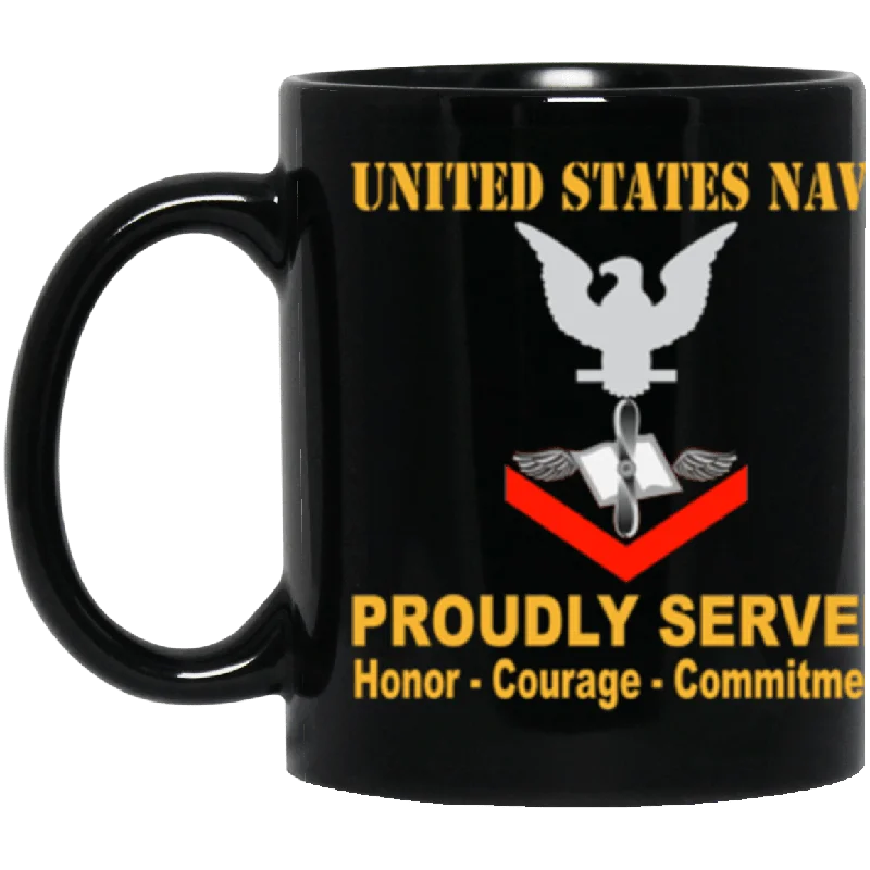 large tea mugs with handles-US Navy Aviation Maintenance Administrationman Navy AZ E-4 11 oz. Black Mug