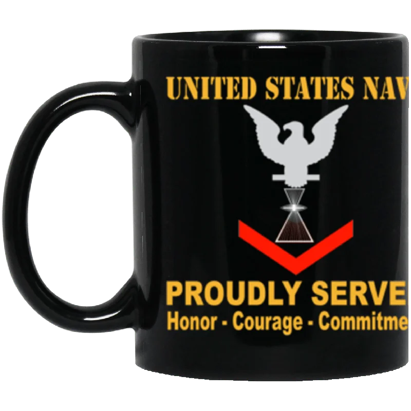 large travel mugs with handles for easy carry-US Navy Aviation Photographer's Mate Navy PH E-4 11 oz. Black Mug