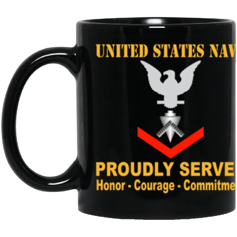 personalized travel mugs with fun designs-US Navy Builder Navy BU E-4 11 oz. Black Mug