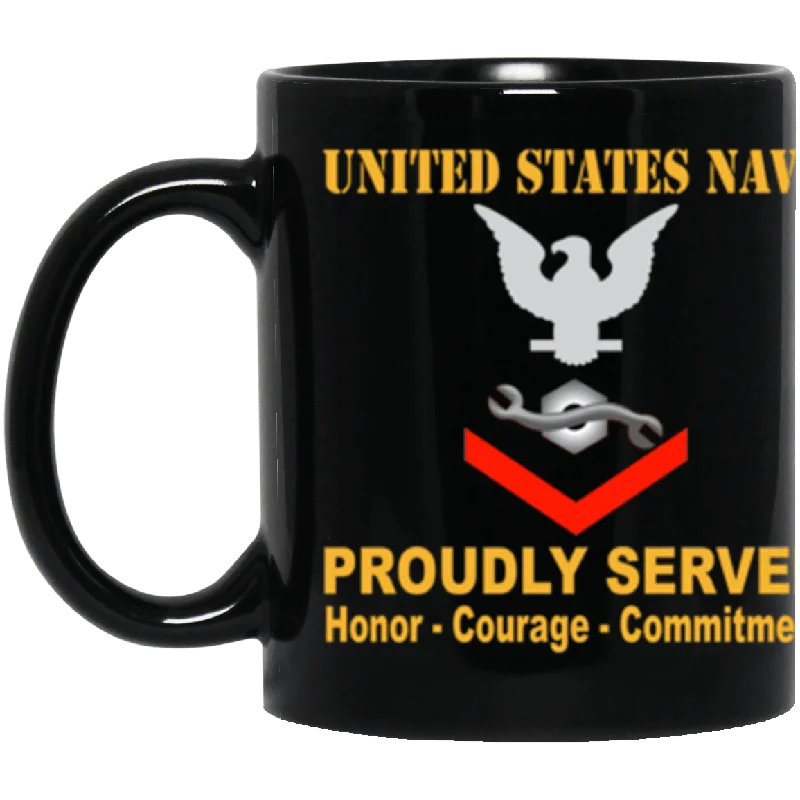 stylish coffee mugs for hot beverages-US Navy Construction Mechanic Navy CM E-4 11 oz. Black Mug