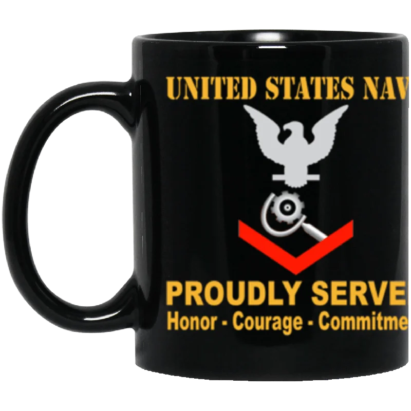 large coffee mugs for office use-US Navy Machinery repairman Navy MR E-4 11 oz. Black Mug