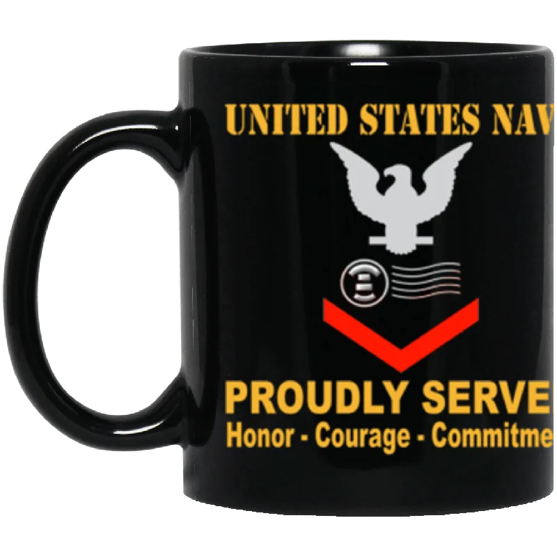 custom mugs for weddings and celebrations-US Navy Postal Clerk Navy PC E-4 11 oz. Black Mug