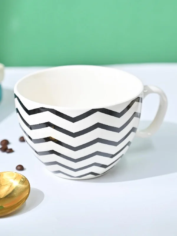 large coffee mugs for tea drinkers-VON CASA Black & White Tea Cup - 420Ml