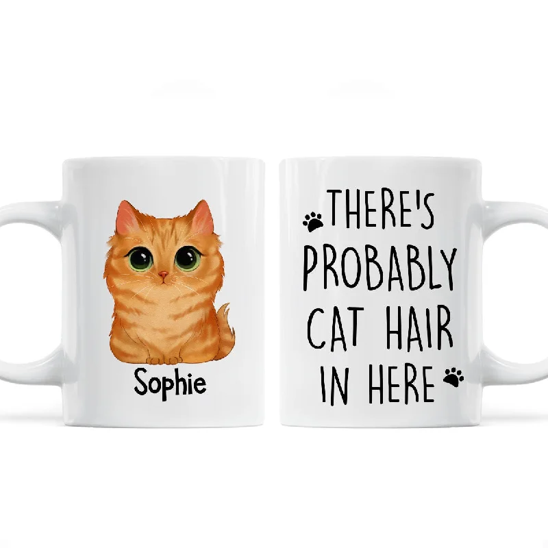 large insulated mugs for camping trips-Watercolor Cute Cats There‘s Probably Cat Hair In Here Gift For Cat Lovers Personalized Mug