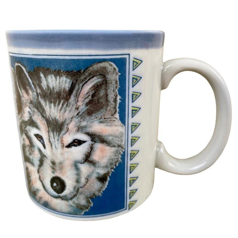 custom mugs for corporate promotions-Wolf Lightly Embossed Mug Otagiri