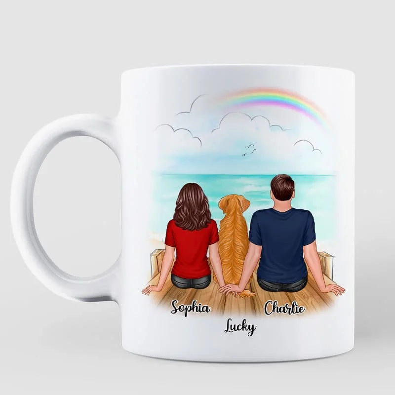 custom mugs with family pictures for gifts-You & Me And The Dogs Back View Couple Personalized Mug