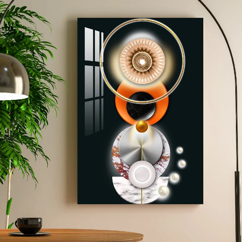 geometric abstract art prints for bedroom-Abstract Geometric Orange Circle Acrylic Wall Art