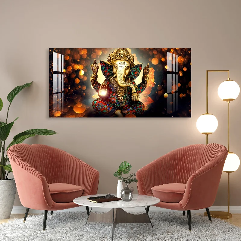 geometric abstract wall art prints-Alluring Ganesha Acrylic Wall Art - 23.5X11.5 Inch / 3MM