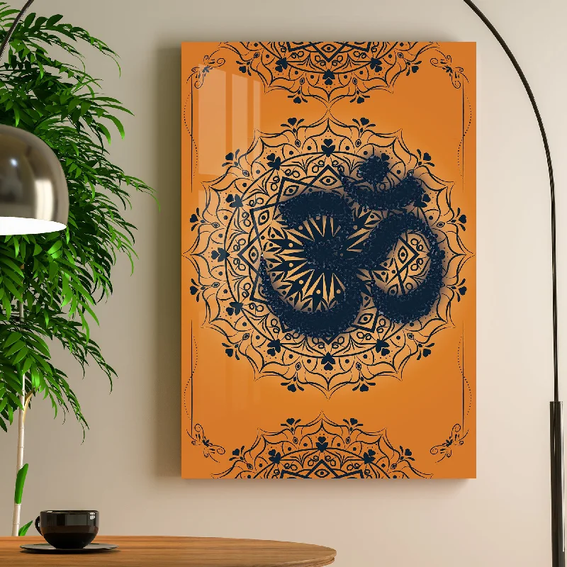 modern nature wall prints for home-Aum With Mandala Art Acrylic Wall Art