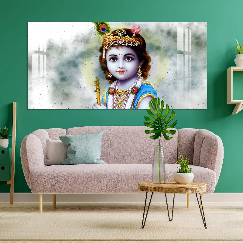 creative geometric art for office-Bal Shree Krishna Acrylic Wall Art - 35.5X17.4 Inch / 3MM