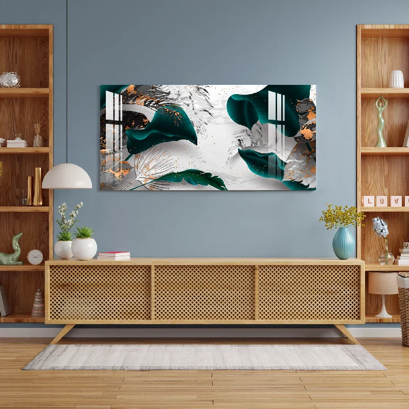 botanical canvas prints for home decor-Big Leaves Acrylic Wall Art