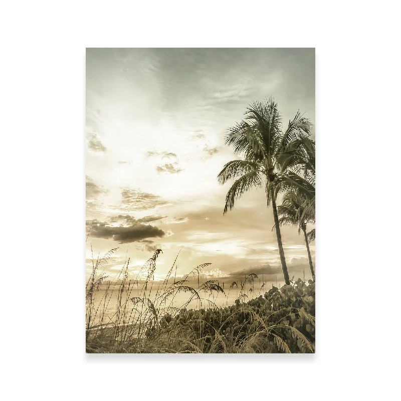 botanical watercolor art for home-Bonita Beach Vintage Sunset