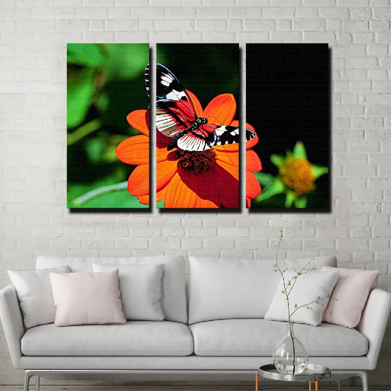 contemporary cityscape art prints for home-Vibrant Butterfly Canvas Set