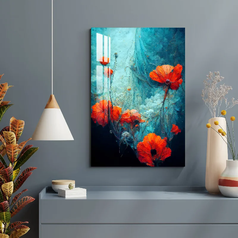 colorful abstract nature wall art-California Poppy Flowers Acrylic Wall Art