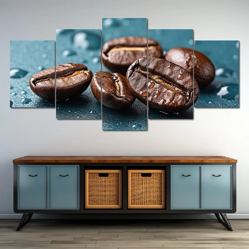 vibrant abstract nature wall prints-Coffee Beans Essence