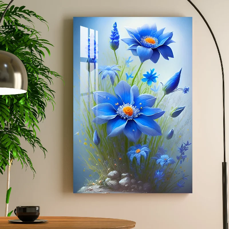 black and white photography wall prints-Cosmos Blue Flower Acrylic Wall Art