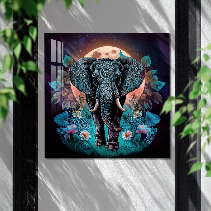 oversized abstract prints for bedroom-Decorated Elephant Acrylic Wall Art - 30X30 inches / 8MM (Premium)