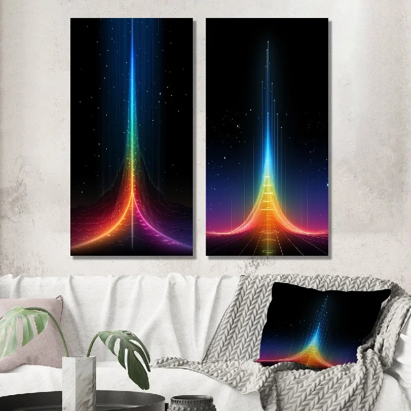 geometric nature wall prints for bedroom-Designart "Singularity Consciousness Ascension III" Abstract Wall Art Set of 2 - Transitional For Living Room Decor