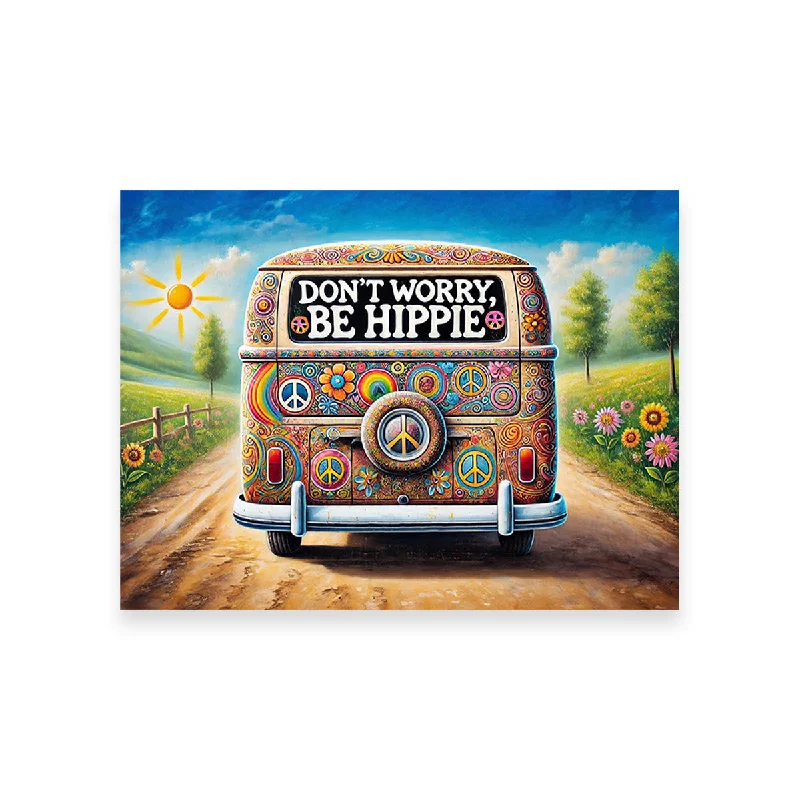 tropical water landscape wall art-DON'T WORRY, BE HIPPIE Hippie Van