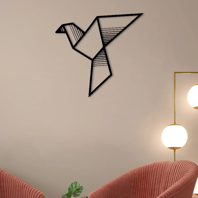 playful geometric wall art for bedroom-Flying Bird Metal Wall Art