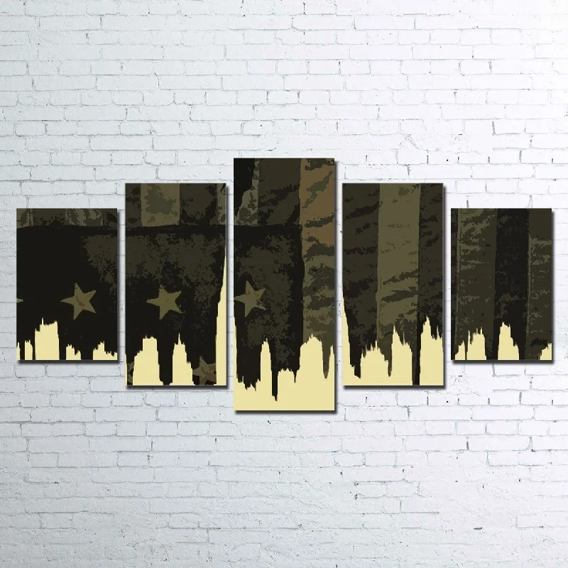 contemporary black and white prints for bedroom-Gangs of New York 5 Piece Canvas Set