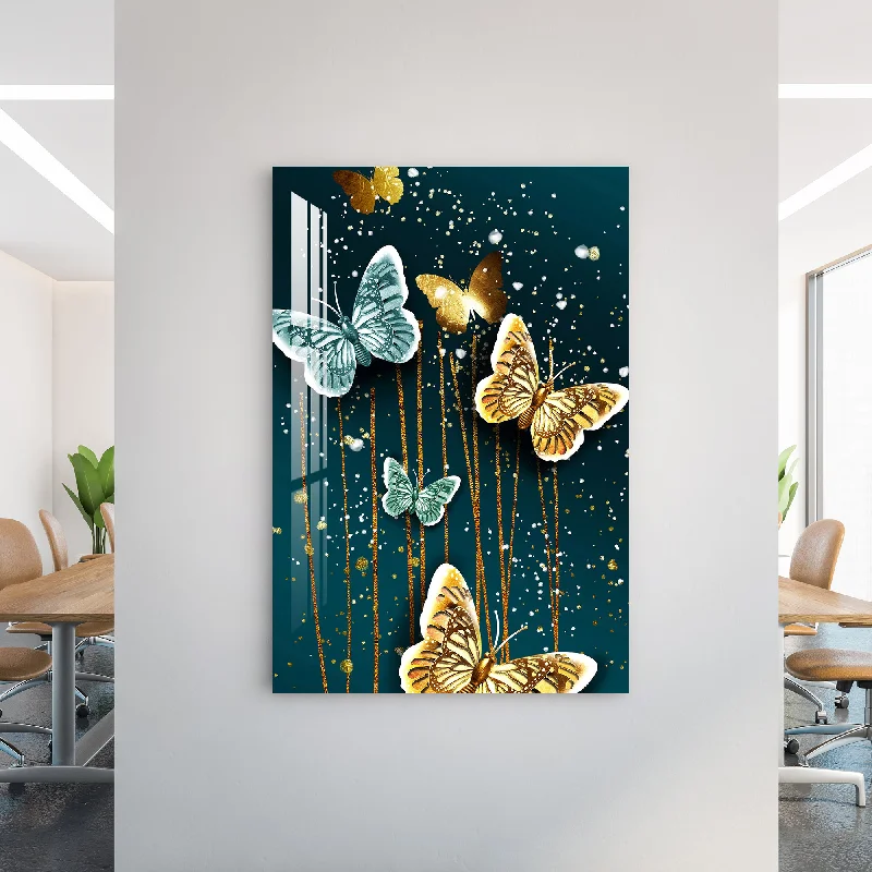 tropical photography prints for home-Glittering Butterfly Acrylic Wall Art