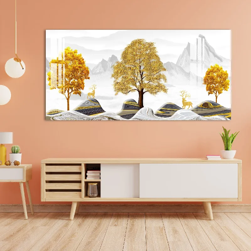 contemporary photography wall art for bedroom-Golden Amaze Acrylic Wall Art