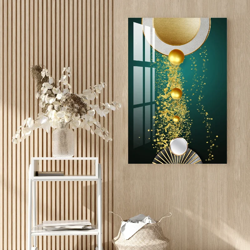 geometric coastal wall art for bedroom-Golden Balls Acrylic Wall Art