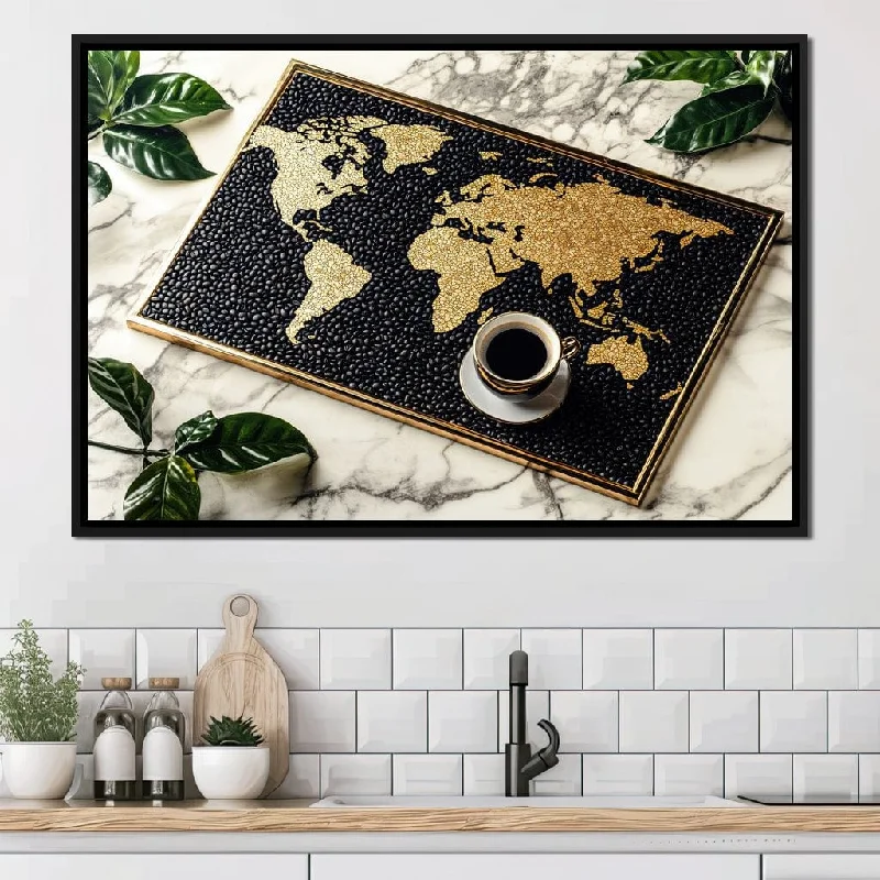 large tropical art prints for home-Golden Earth Coffee