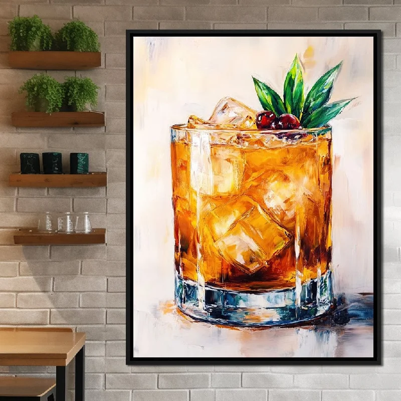 vibrant floral canvas art-Golden Elixir Rum and Coke