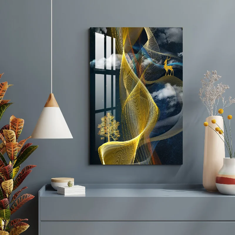 modern nature prints for office walls-Golden Loop Acrylic Wall Art