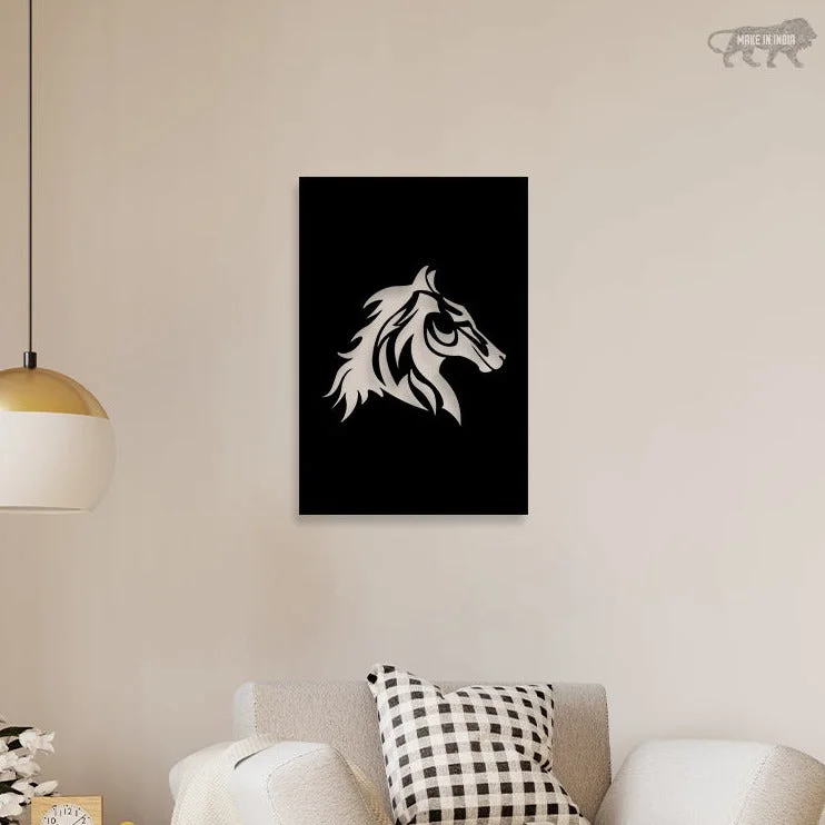 tropical landscape prints for home decor-Horse Side Face Metal Wall Art