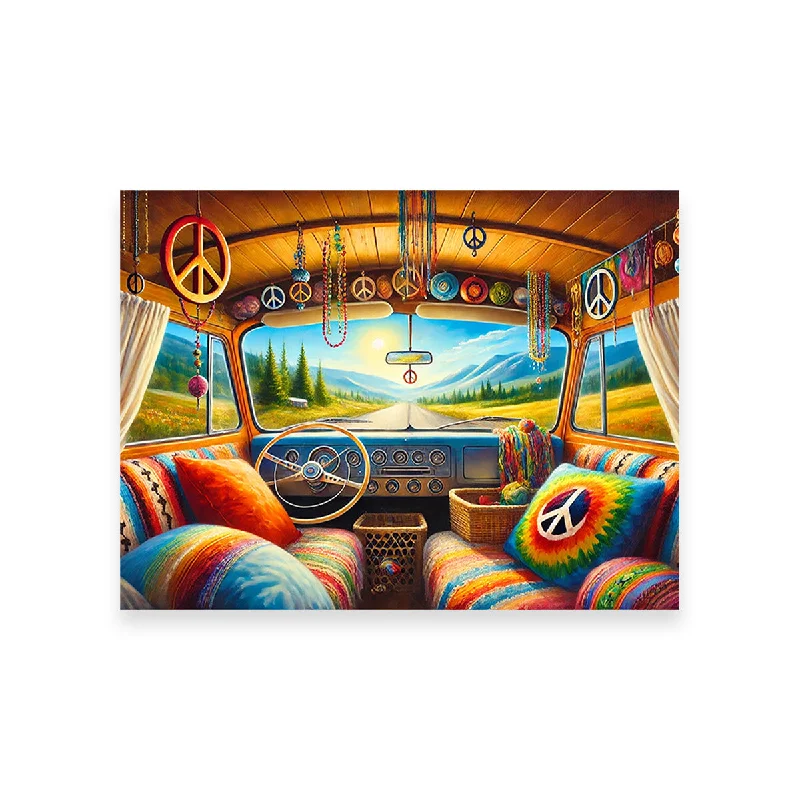 large modern abstract art prints-Inside a Hippie Van