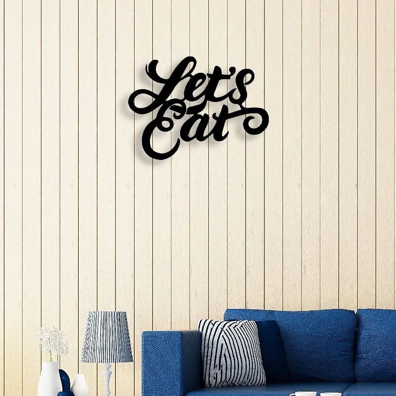 vibrant coastal prints for living room-Let's Eat Metal Wall Art