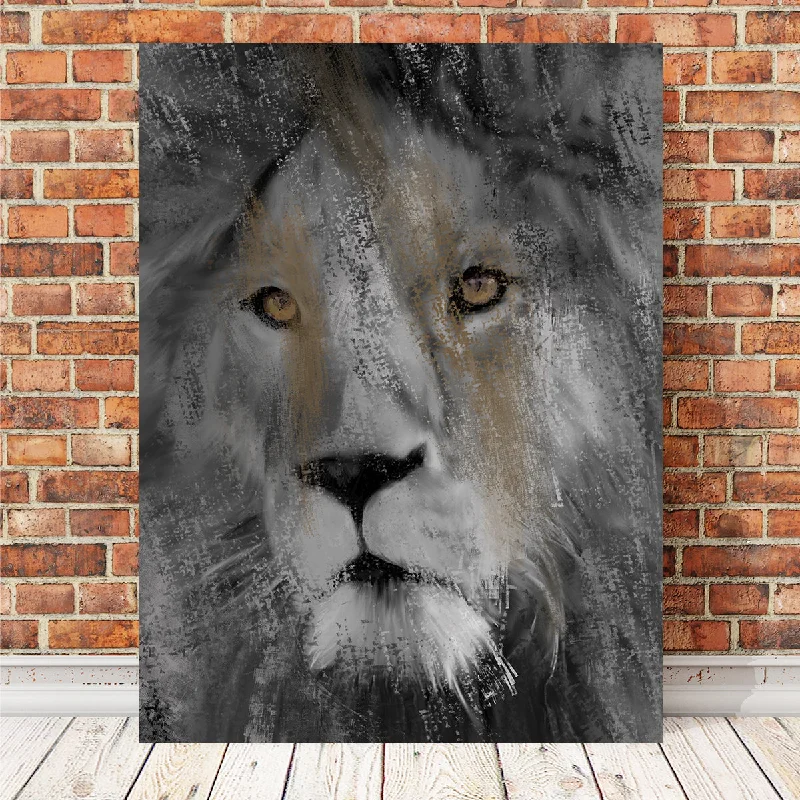 large coastal wall art for bedroom-Charcoal Lion