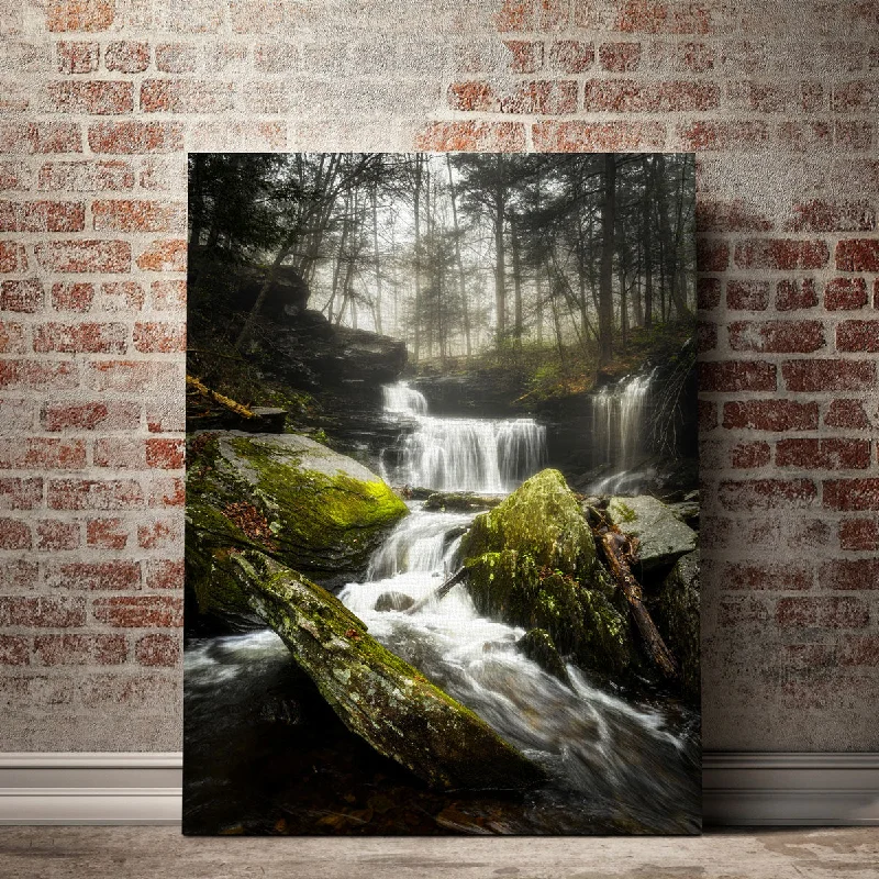 large abstract art canvas prints-Misty Cascade Canvas Set