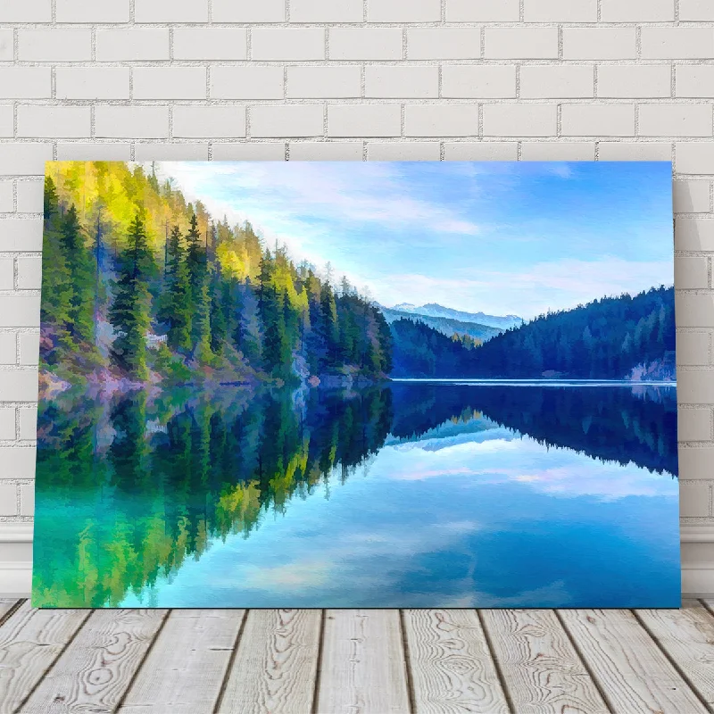 large coastal canvas wall art-Mountain Lakeshore