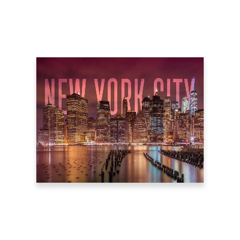 vibrant abstract nature wall prints-NYC Letters - Night