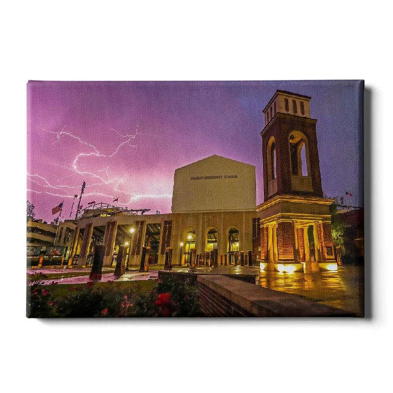 creative cityscape art prints for bedroom-Ole Miss Rebels - Lightning Over Vaught Hemingway